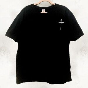💙 LEEHANTON NWOT Black Graphic Unisex Tee-Shirt 24" p2p